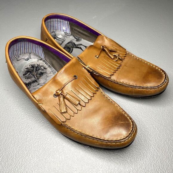 TED BAKER Leather Tassel Loafers Slip-On Shoes Mens US 11 Tan Brown